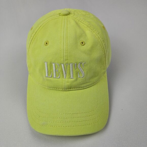 Levis Neon Yellow Snapback Cotton Baseball Hat Cap 90s inspired Serif‎ logo Work - Picture 1 of 7